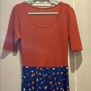 LuLaRoe Two tone short sleeve dress with cranes